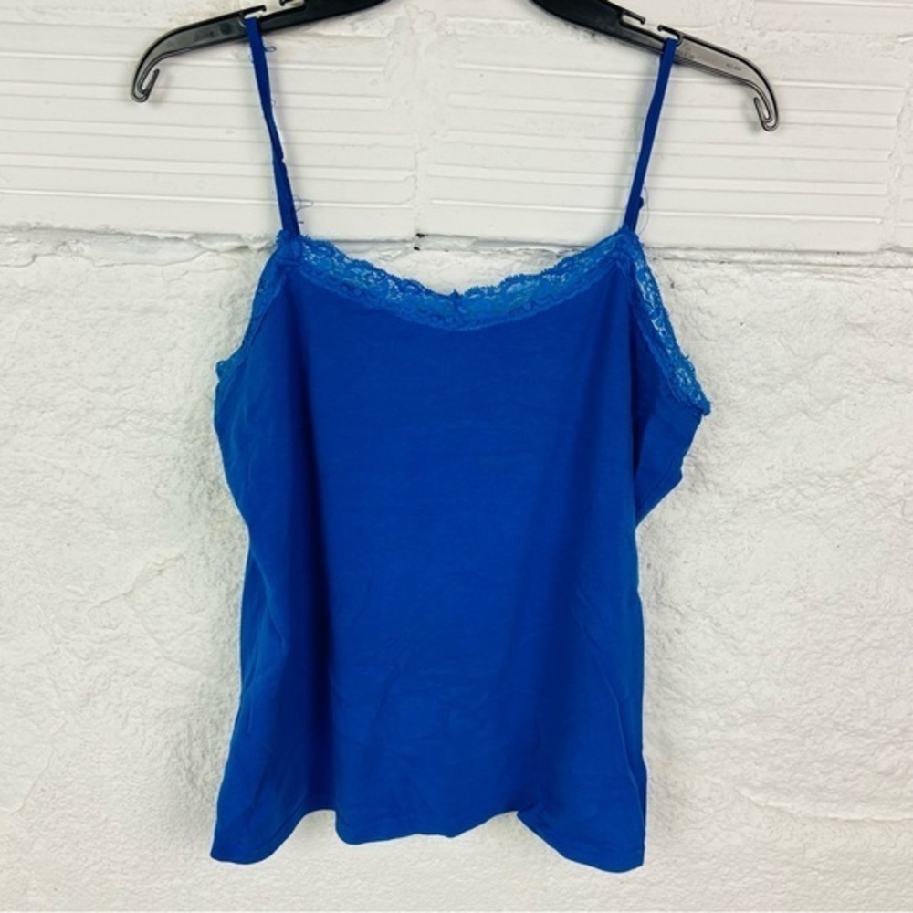 Blue Lace Trim stretch Women's tank Top size 1X